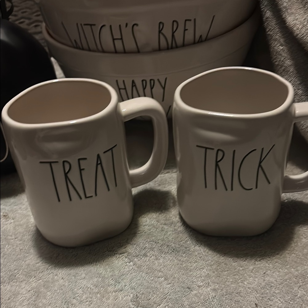 Rae Dunn White Ceramic Halloween Mugs